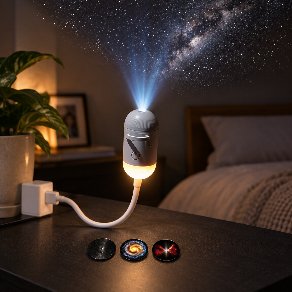 Starter bundle: star projector with 3 discs — Milky Way, Spiral Galaxy, Angel Wings