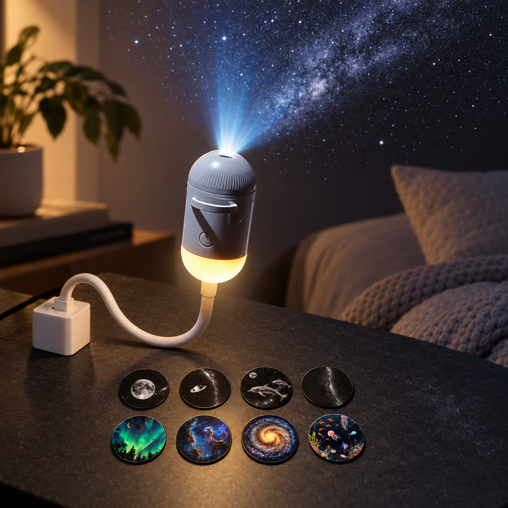 Complete bundle: star projector with 8 discs, 4 black and white and 4 colour