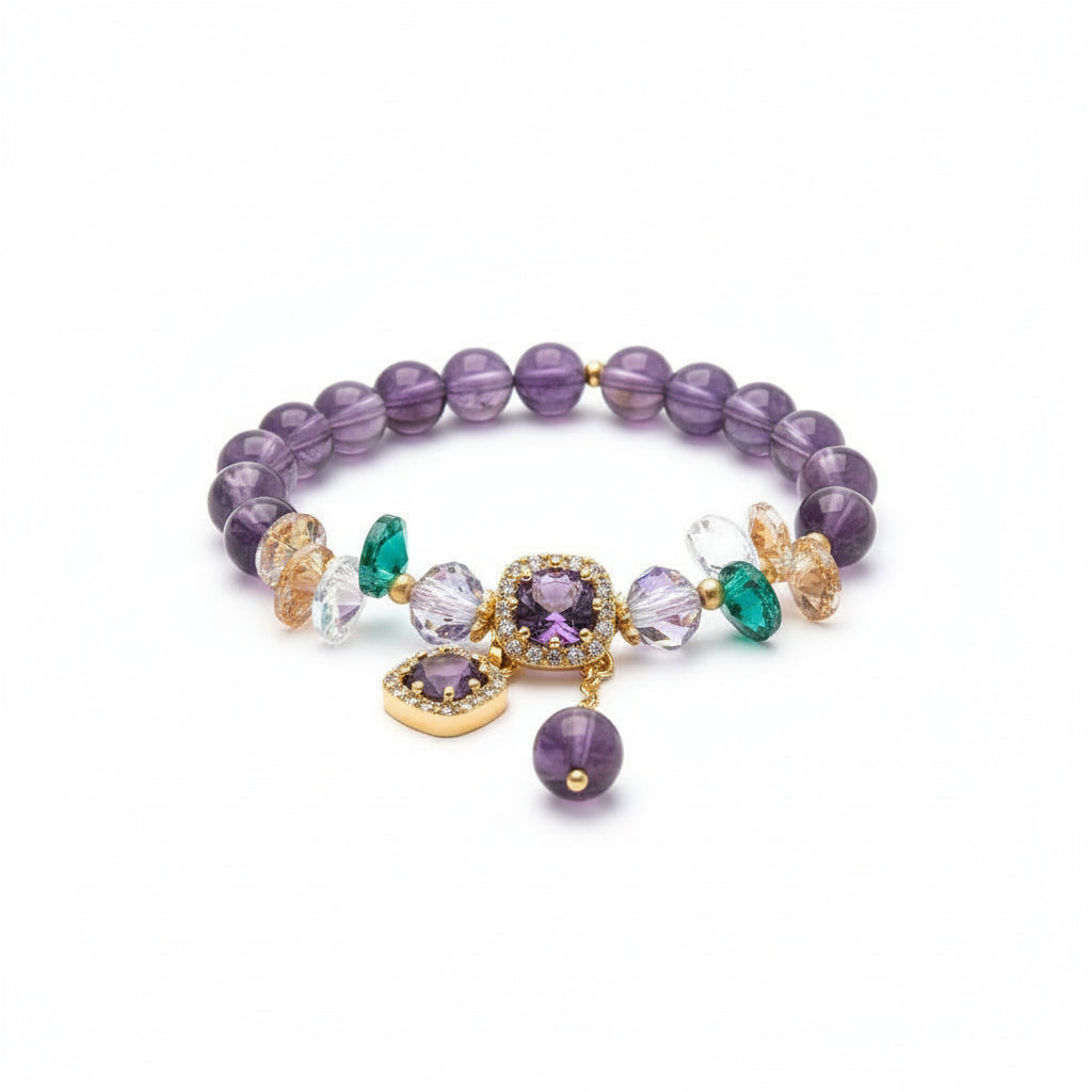 Amethyst Crystal Engraved Bracelet Detail Angle