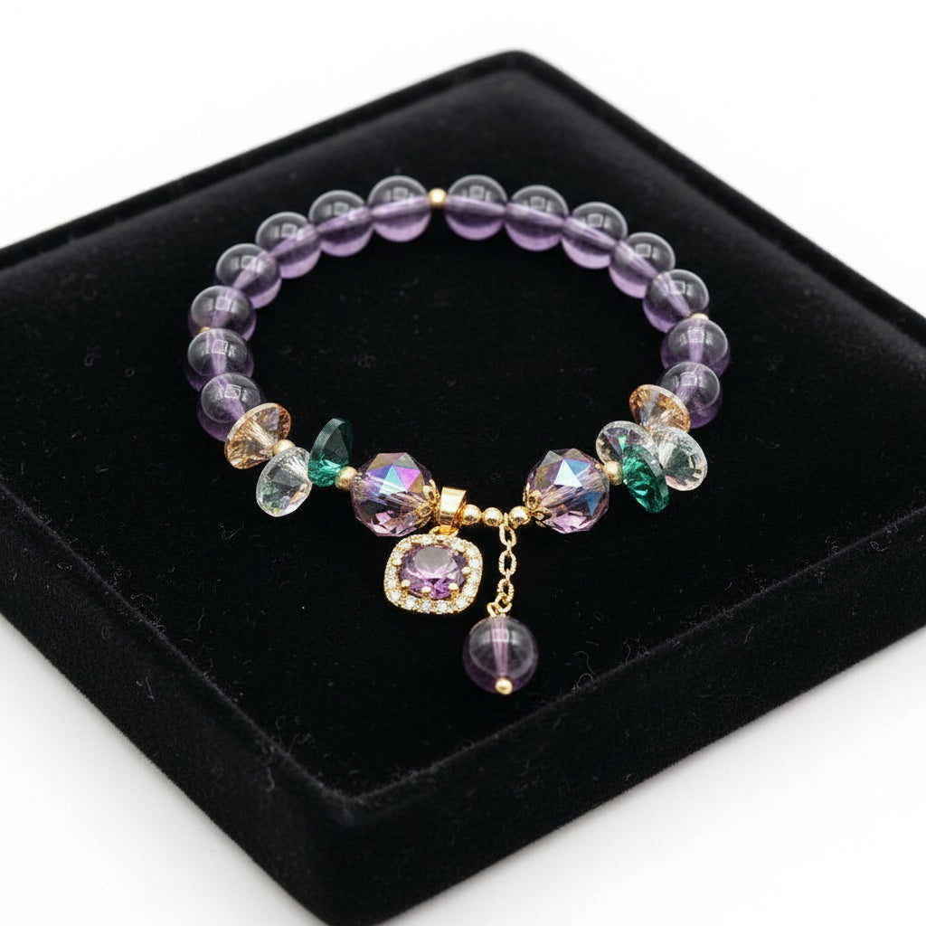 Amethyst Crystal Engraved Bracelet Elegant Styling