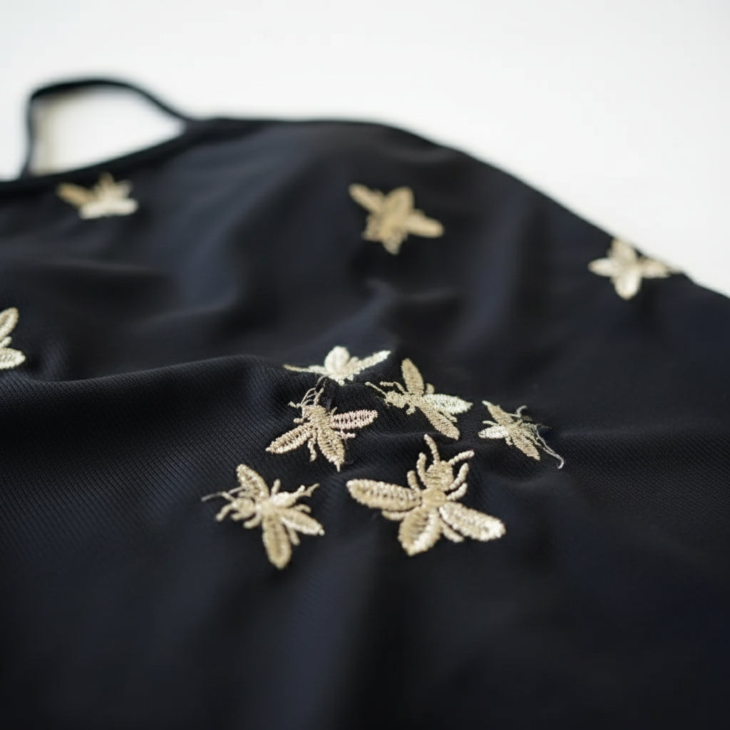 Detail shot of strappy back bee swimsuit