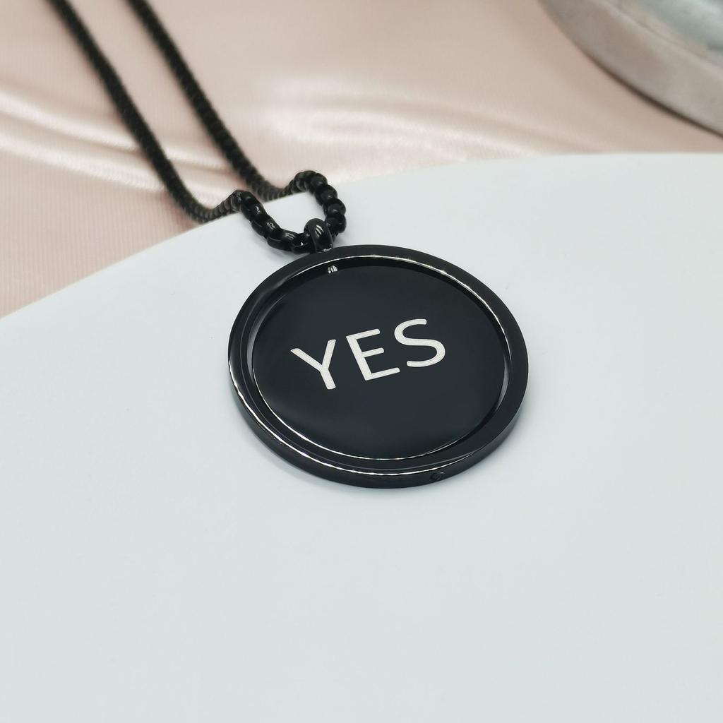 personalized black necklace with YES engraving imade4u