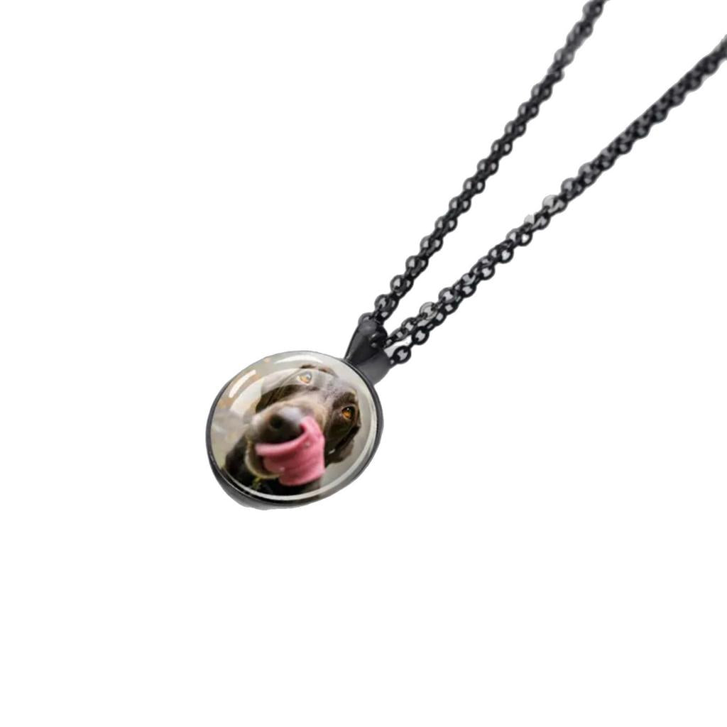 personalized dog photo necklace black chain imade4u