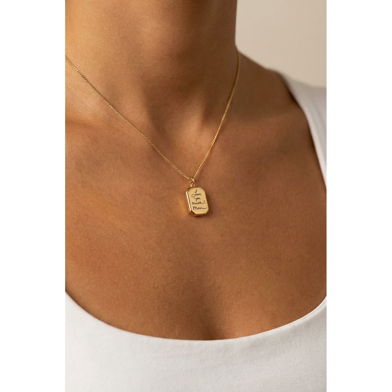 Custom Handwriting Octagon Pendant Necklace